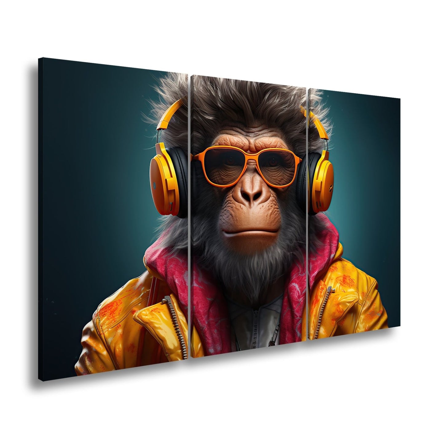 Leinwandbild Cooler Vibe – Affe mit Stil, Beats und Sonnenbrille. - deyoli