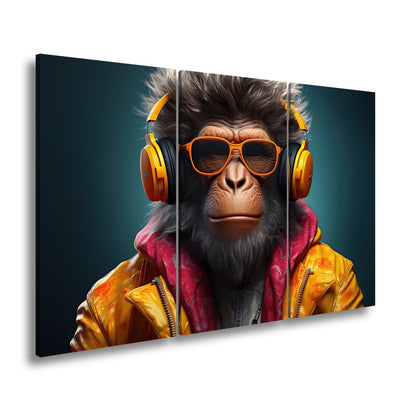 Leinwandbild Cooler Vibe – Affe mit Stil, Beats und Sonnenbrille. - deyoli