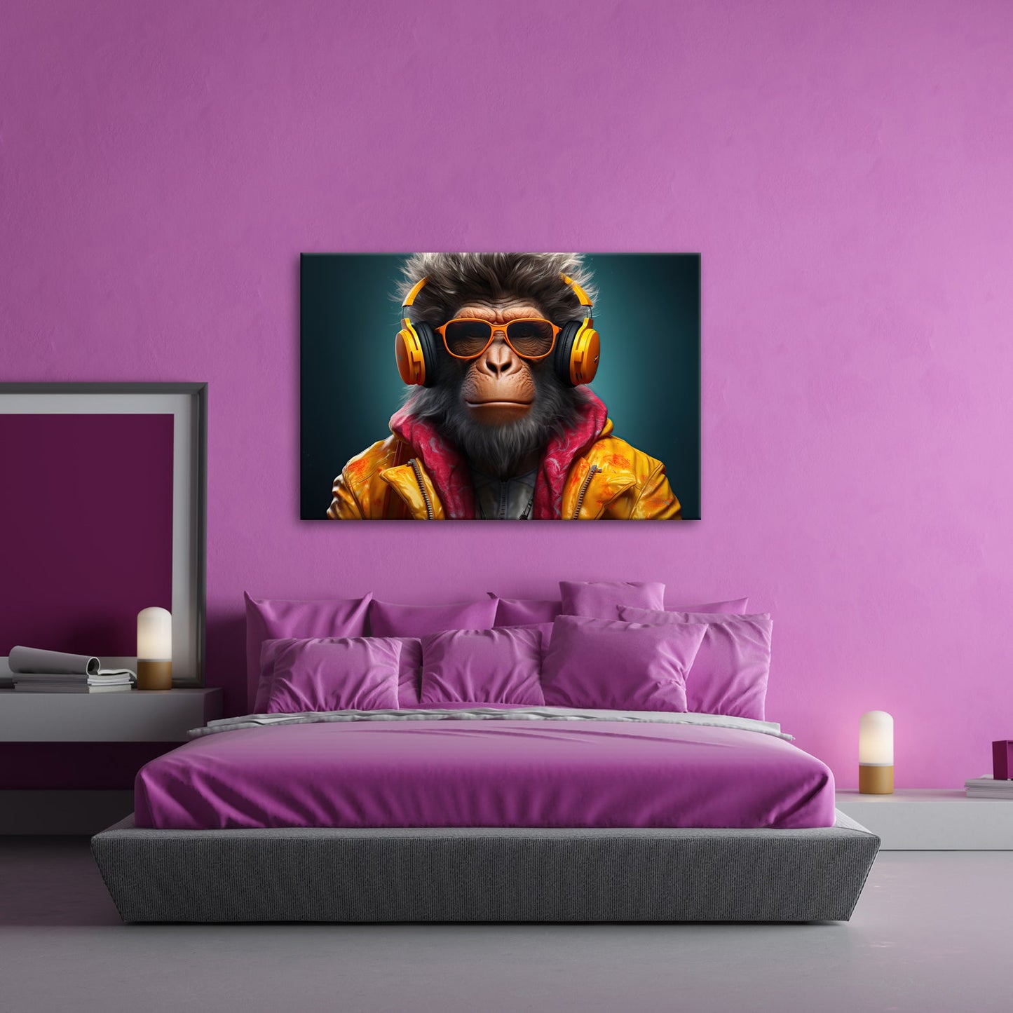 Leinwandbild Cooler Vibe – Affe mit Stil, Beats und Sonnenbrille. - deyoli