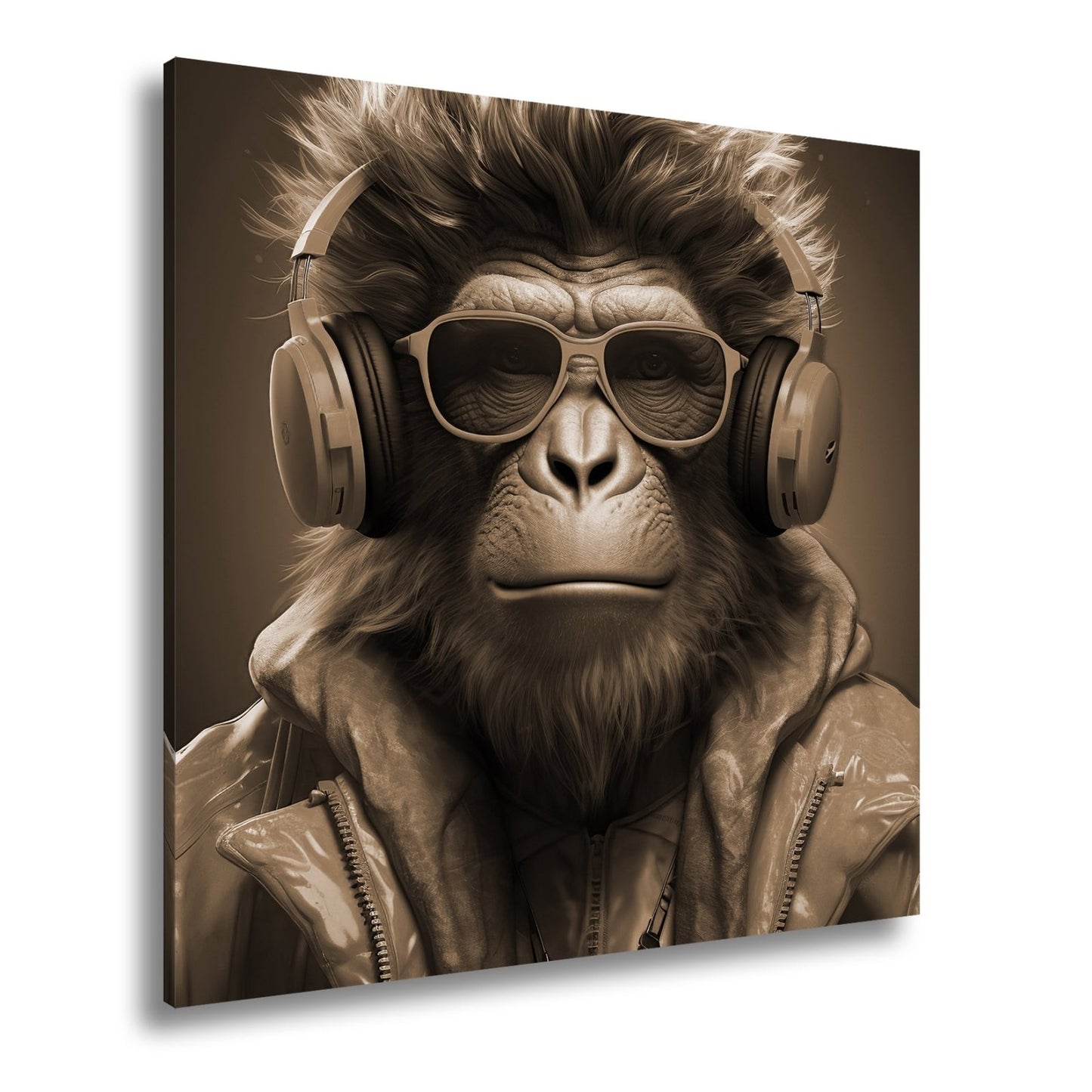Leinwandbild Cooler Vibe – Affe mit Stil, Beats und Sonnenbrille. - deyoli