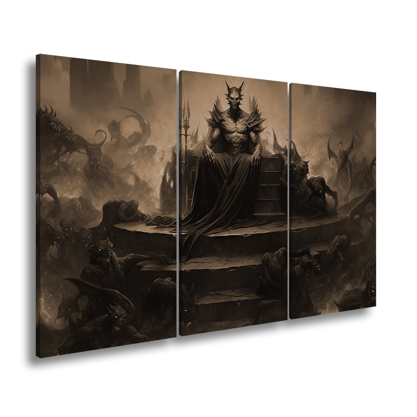 Leinwandbild Dämonenkönig herrscht in Flammen, Finsternis und Furcht. - deyoli