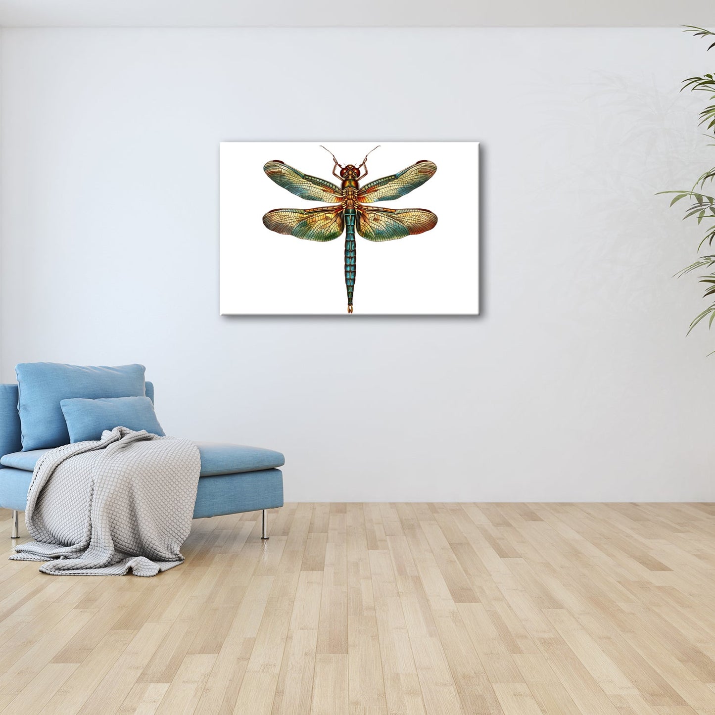 Leinwandbild Detailreiche Libelle mit schimmernden Flügeln - deyoli