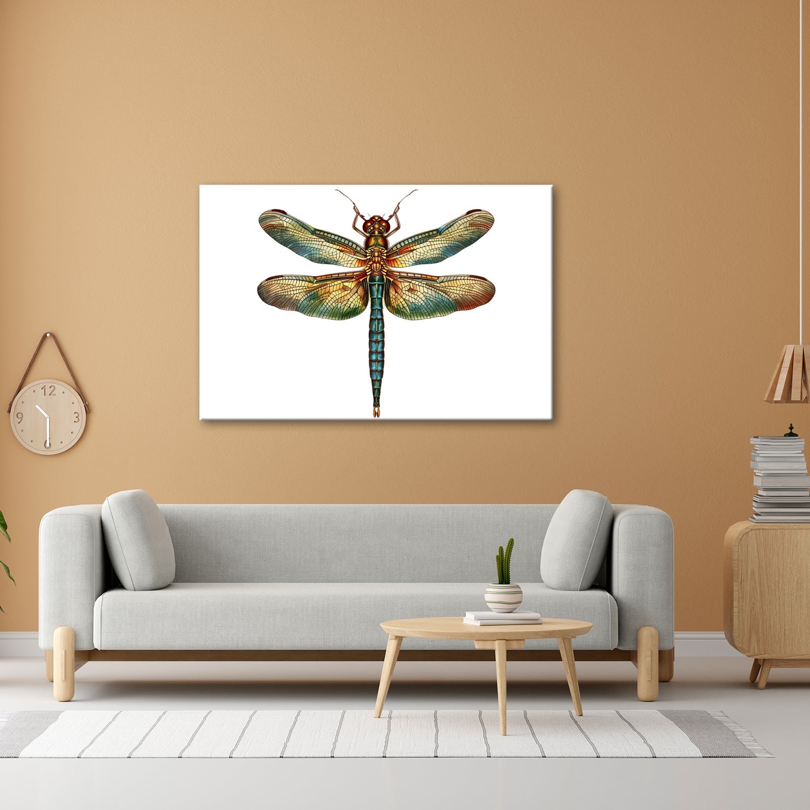 Leinwandbild Detailreiche Libelle mit schimmernden Flügeln - deyoli