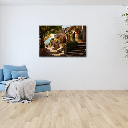 Leinwandbild Dorf XXL – Verträumtes Mittelmeer - Dorf mit mediterranem Charme - deyoli