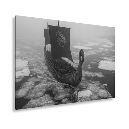 Leinwandbild Drachenbanner XXL – Gleitet durch eisige Nebelmeere - deyoli