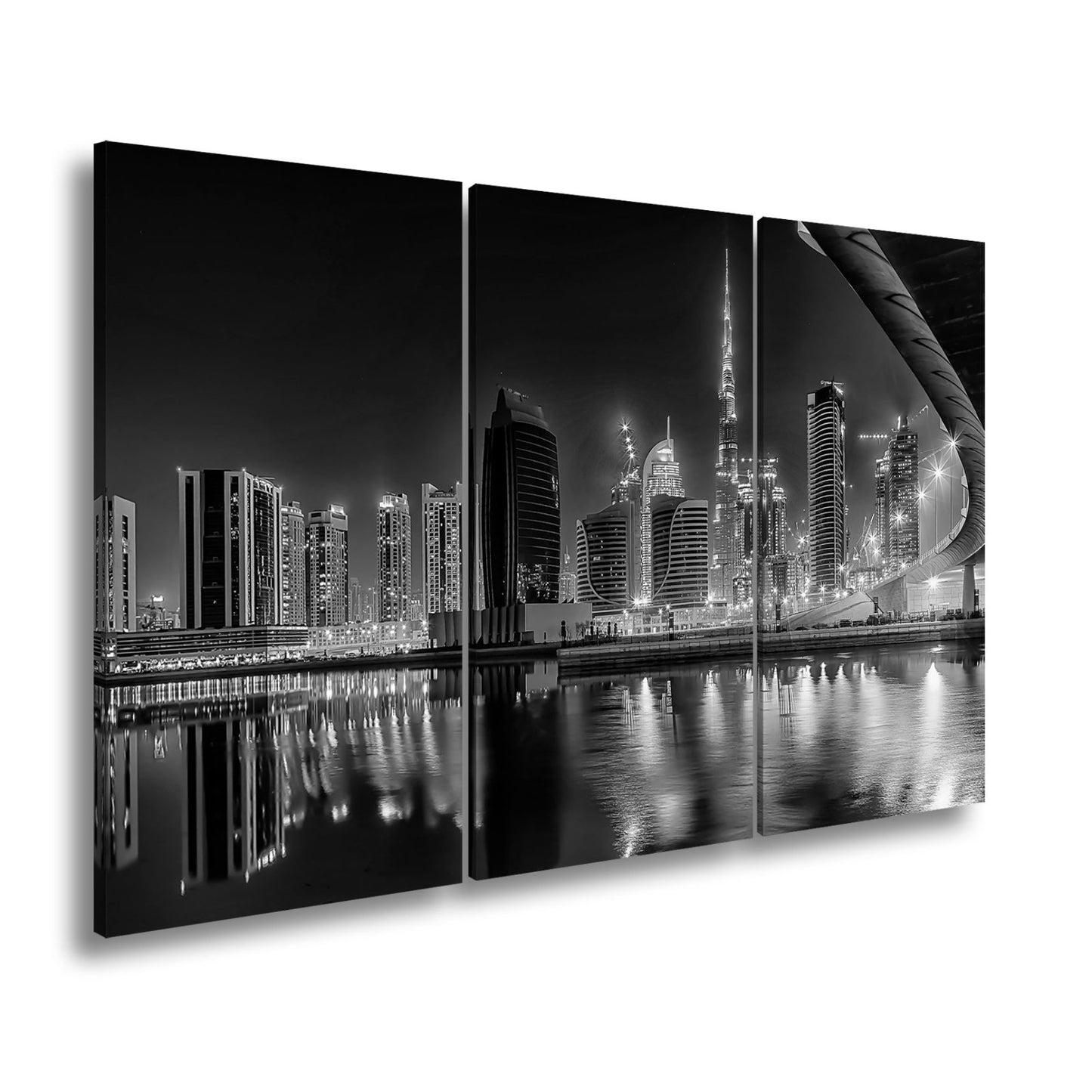 Leinwandbild Dubai XXL – Skyline bei Nacht mit funkelndem Lichterglanz - deyoli