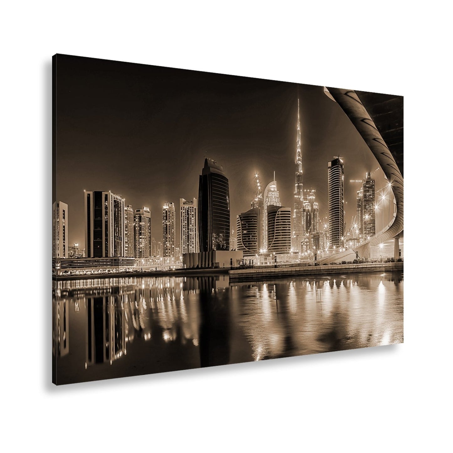 Leinwandbild Dubai XXL – Skyline bei Nacht mit funkelndem Lichterglanz - deyoli