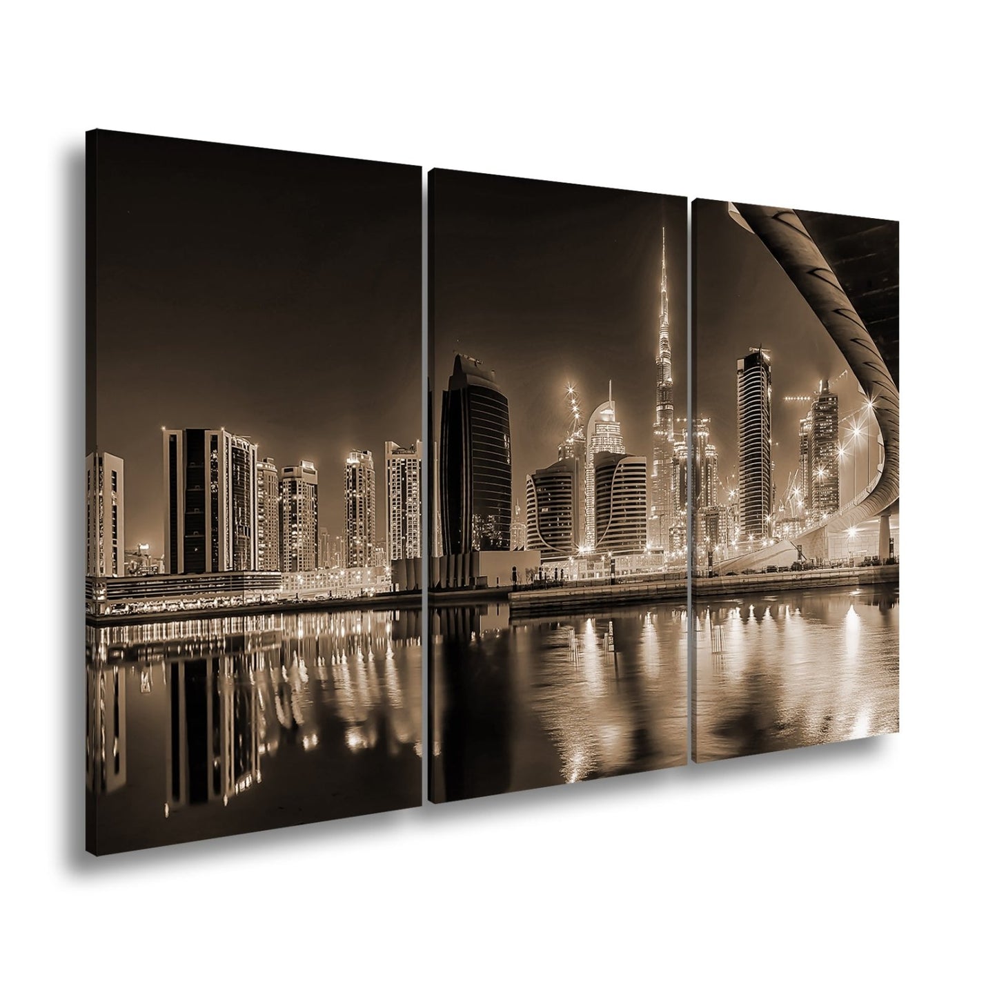 Leinwandbild Dubai XXL – Skyline bei Nacht mit funkelndem Lichterglanz - deyoli