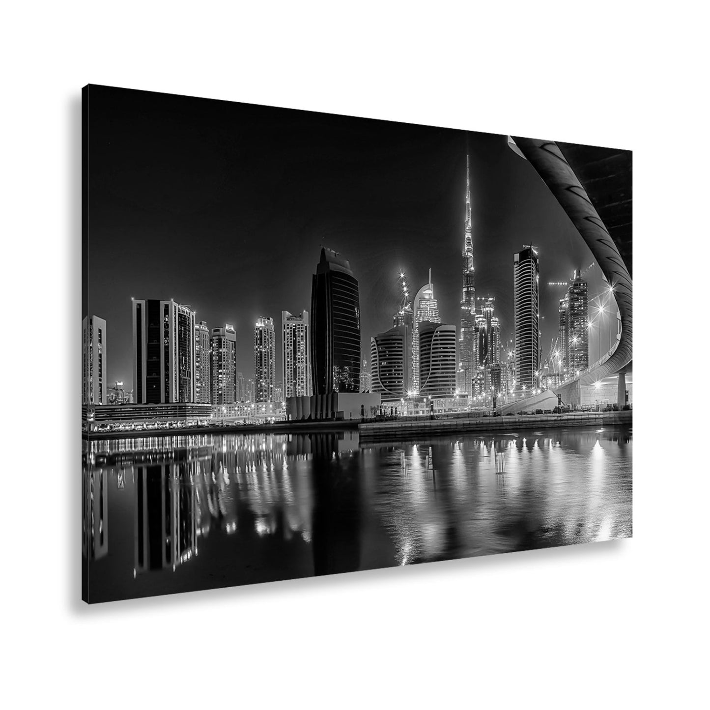 Leinwandbild Dubai XXL – Skyline bei Nacht mit funkelndem Lichterglanz - deyoli