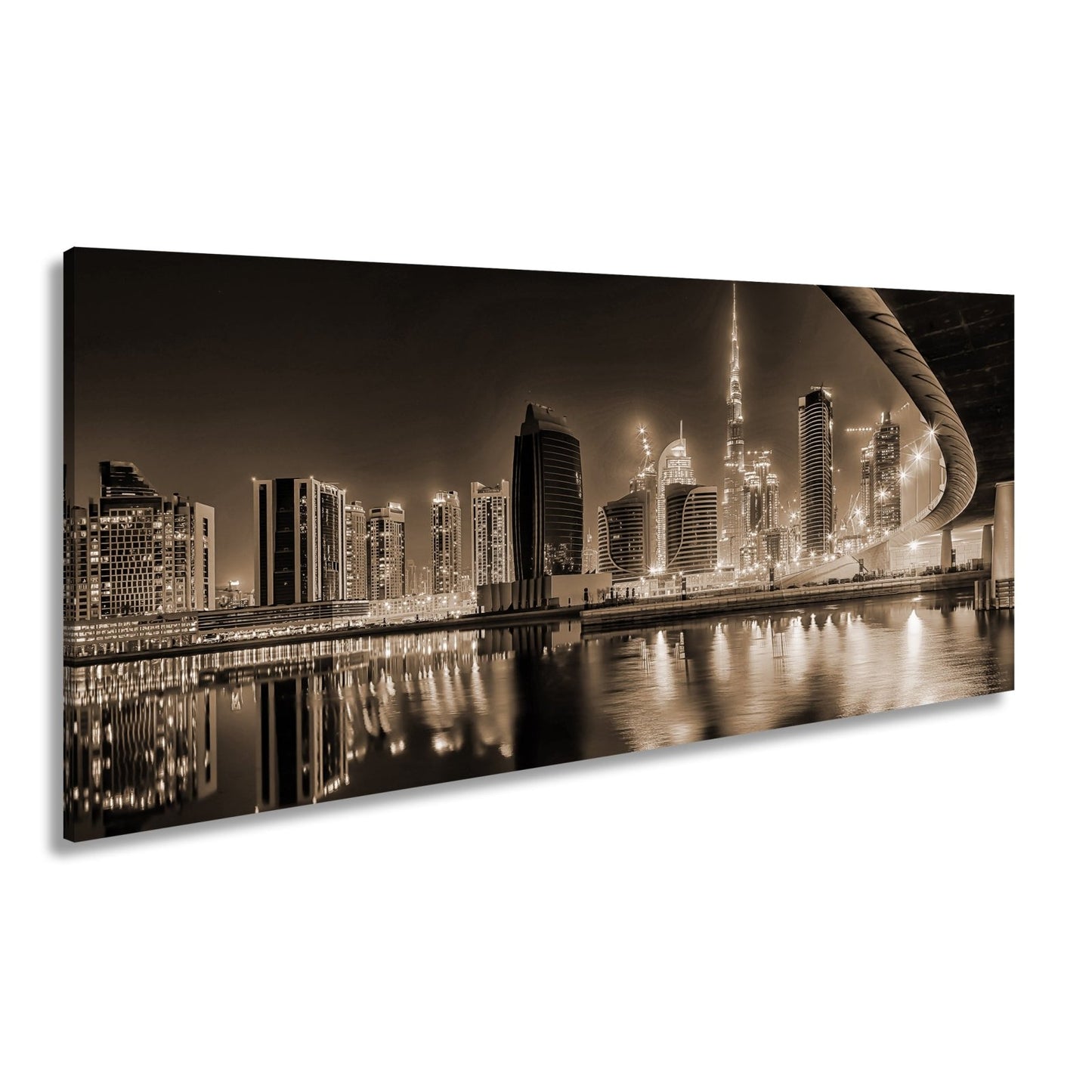 Leinwandbild Dubai XXL – Skyline bei Nacht mit funkelndem Lichterglanz - deyoli
