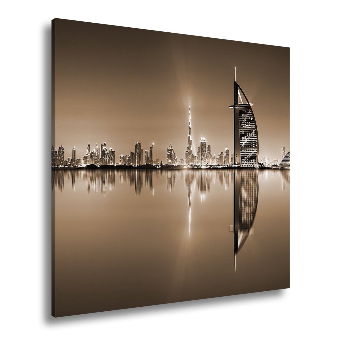 Leinwandbild Dubai XXL – Skyline in lila - glänzender Nacht - deyoli