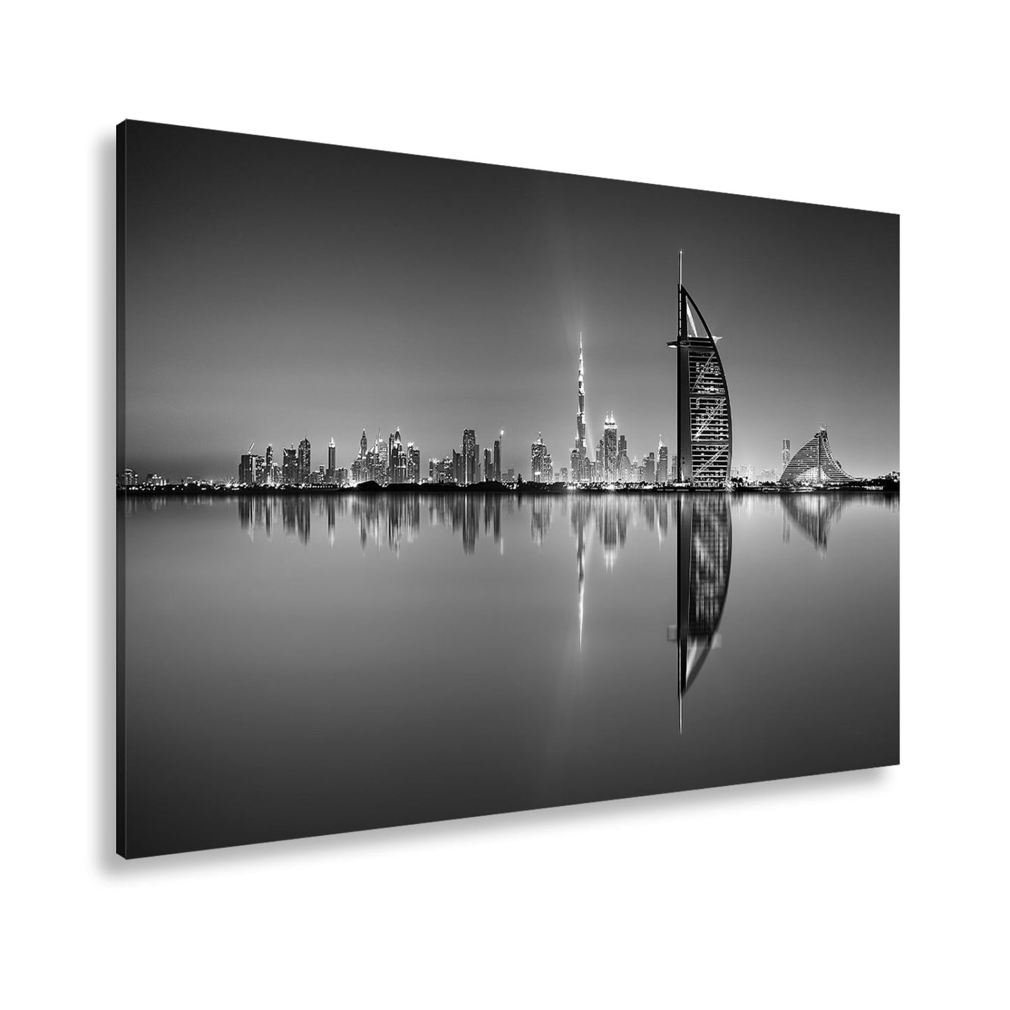 Leinwandbild Dubai XXL – Skyline in lila - glänzender Nacht - deyoli