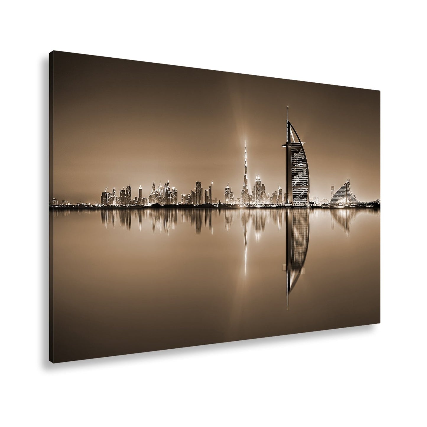 Leinwandbild Dubai XXL – Skyline in lila - glänzender Nacht - deyoli