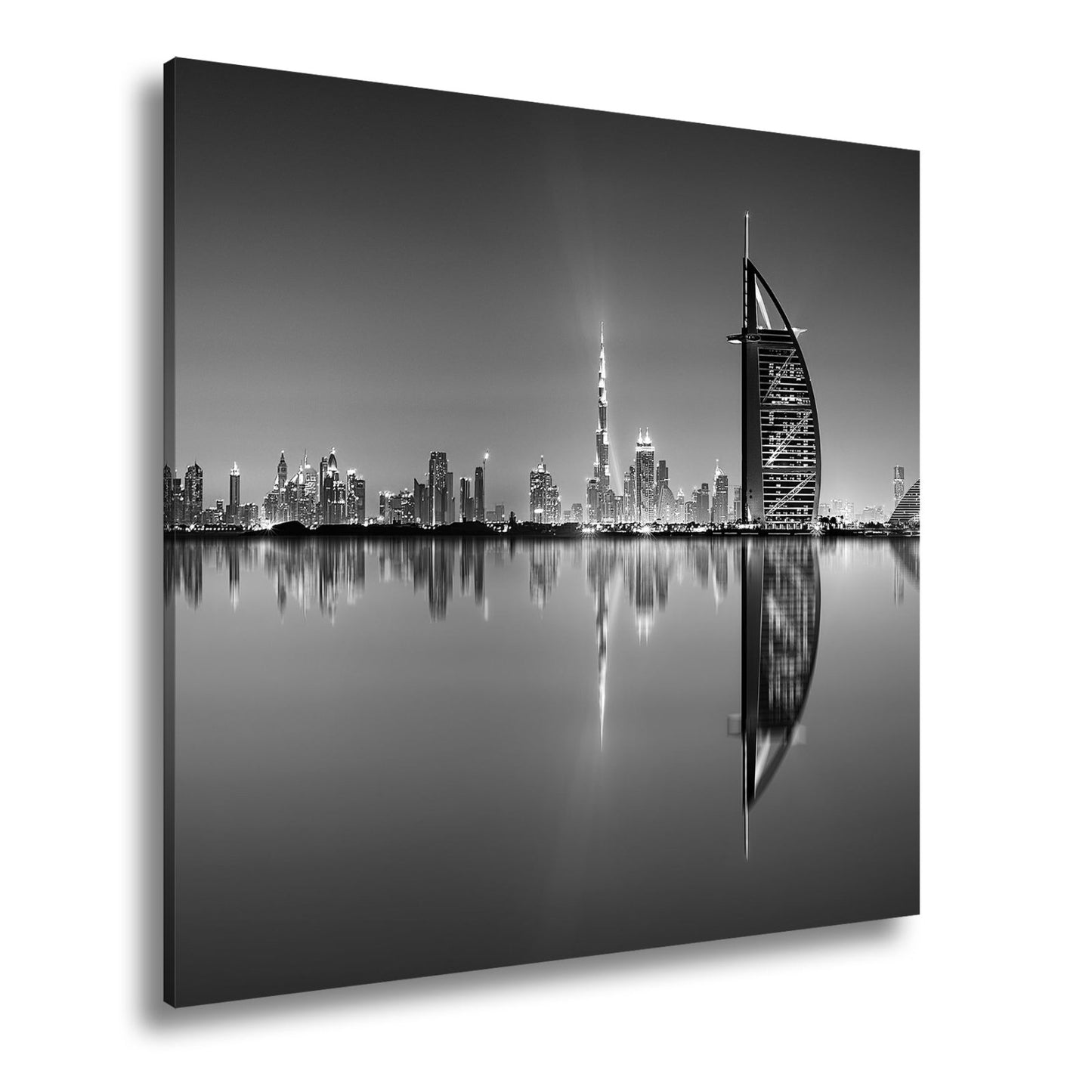 Leinwandbild Dubai XXL – Skyline in lila - glänzender Nacht - deyoli
