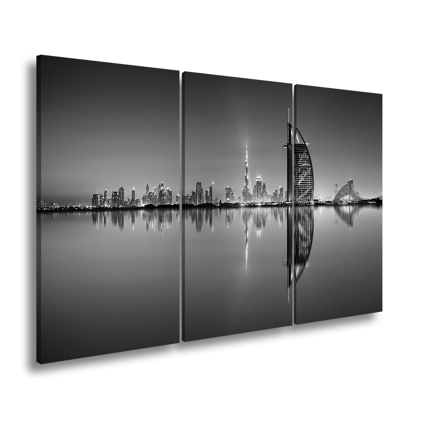 Leinwandbild Dubai XXL – Skyline in lila - glänzender Nacht - deyoli