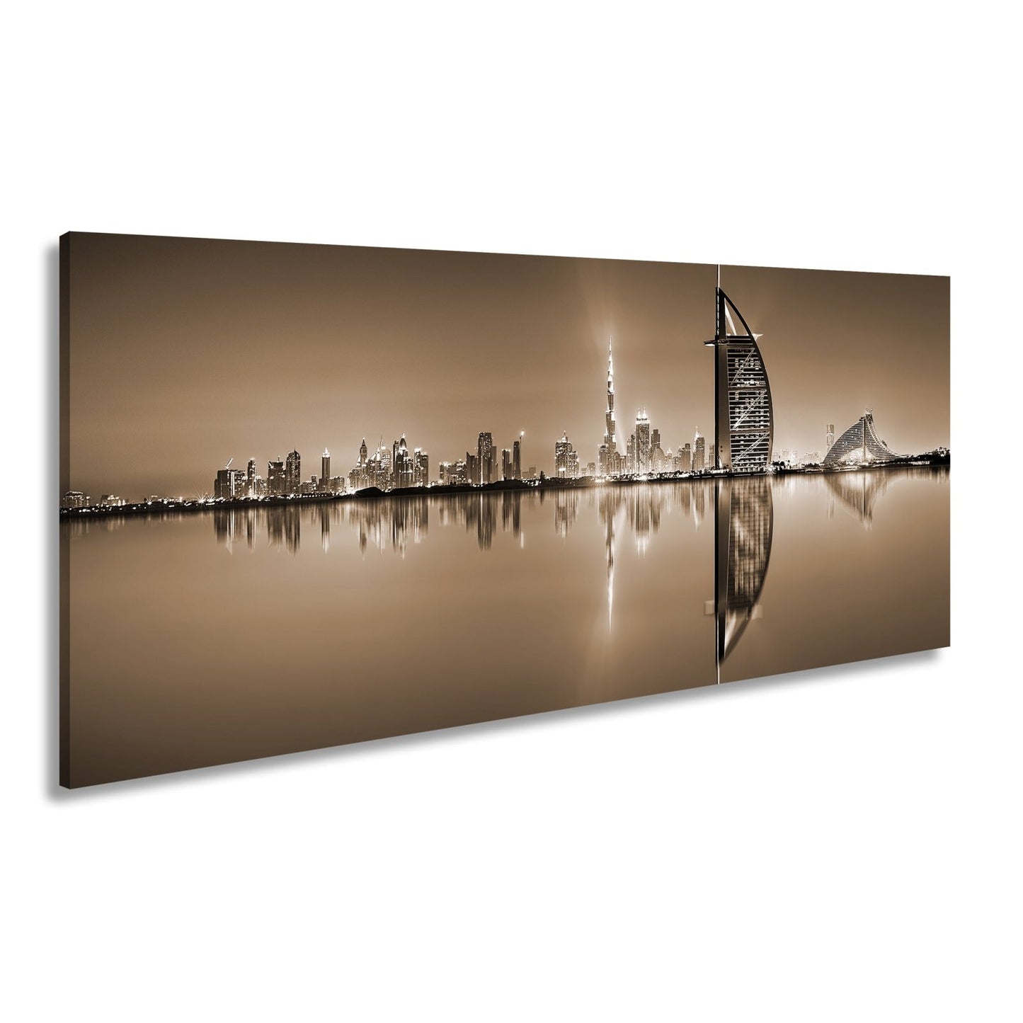 Leinwandbild Dubai XXL – Skyline in lila - glänzender Nacht - deyoli
