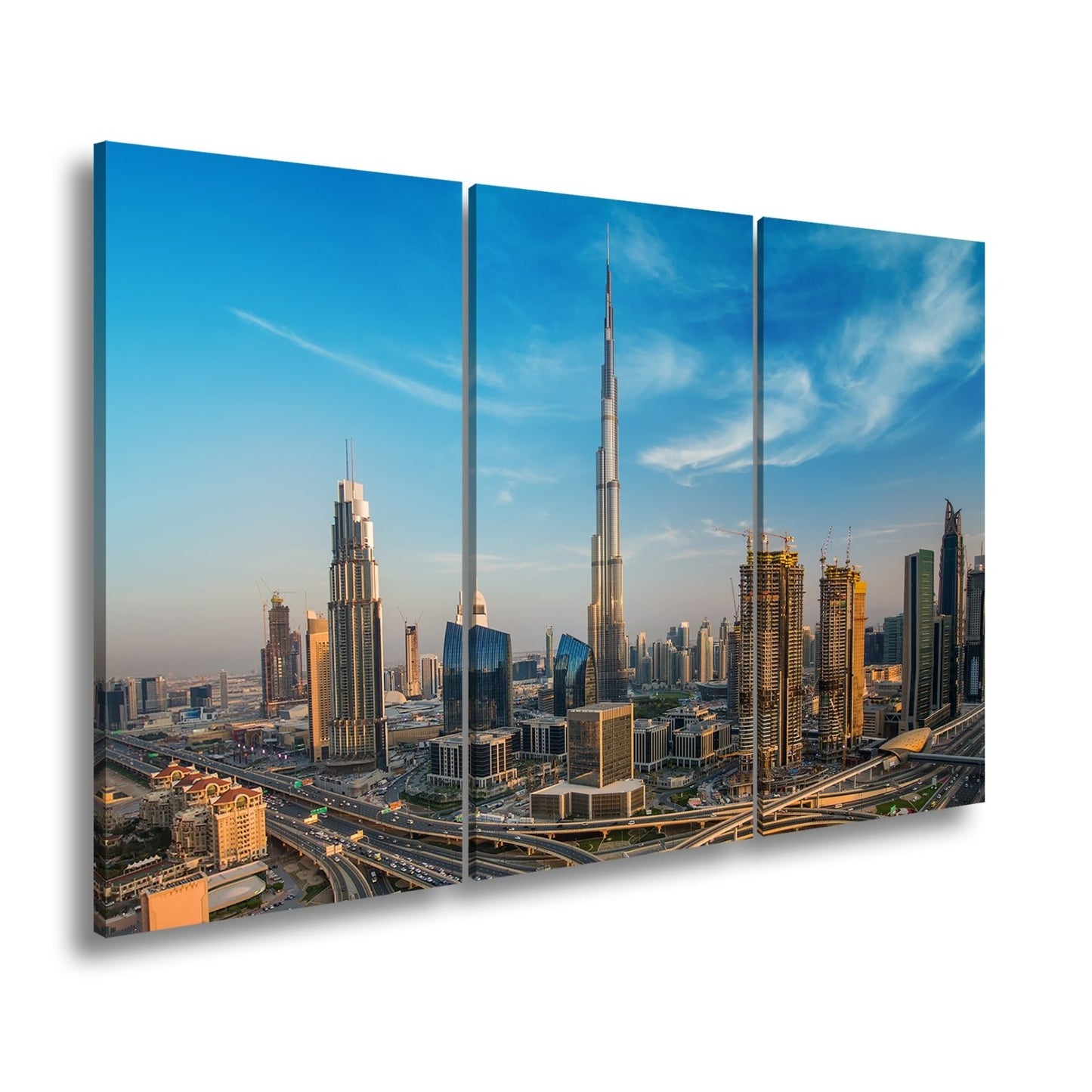 Leinwandbild Dubai XXL – Sonnige Skyline mit Burj Khalifa im Zentrum - deyoli