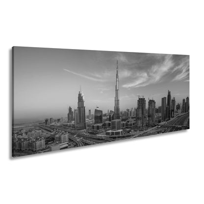 Leinwandbild Dubai XXL – Sonnige Skyline mit Burj Khalifa im Zentrum - deyoli