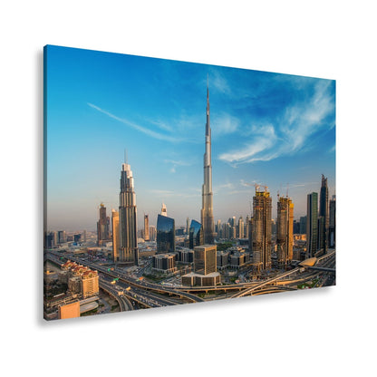 Leinwandbild Dubai XXL – Sonnige Skyline mit Burj Khalifa im Zentrum - deyoli