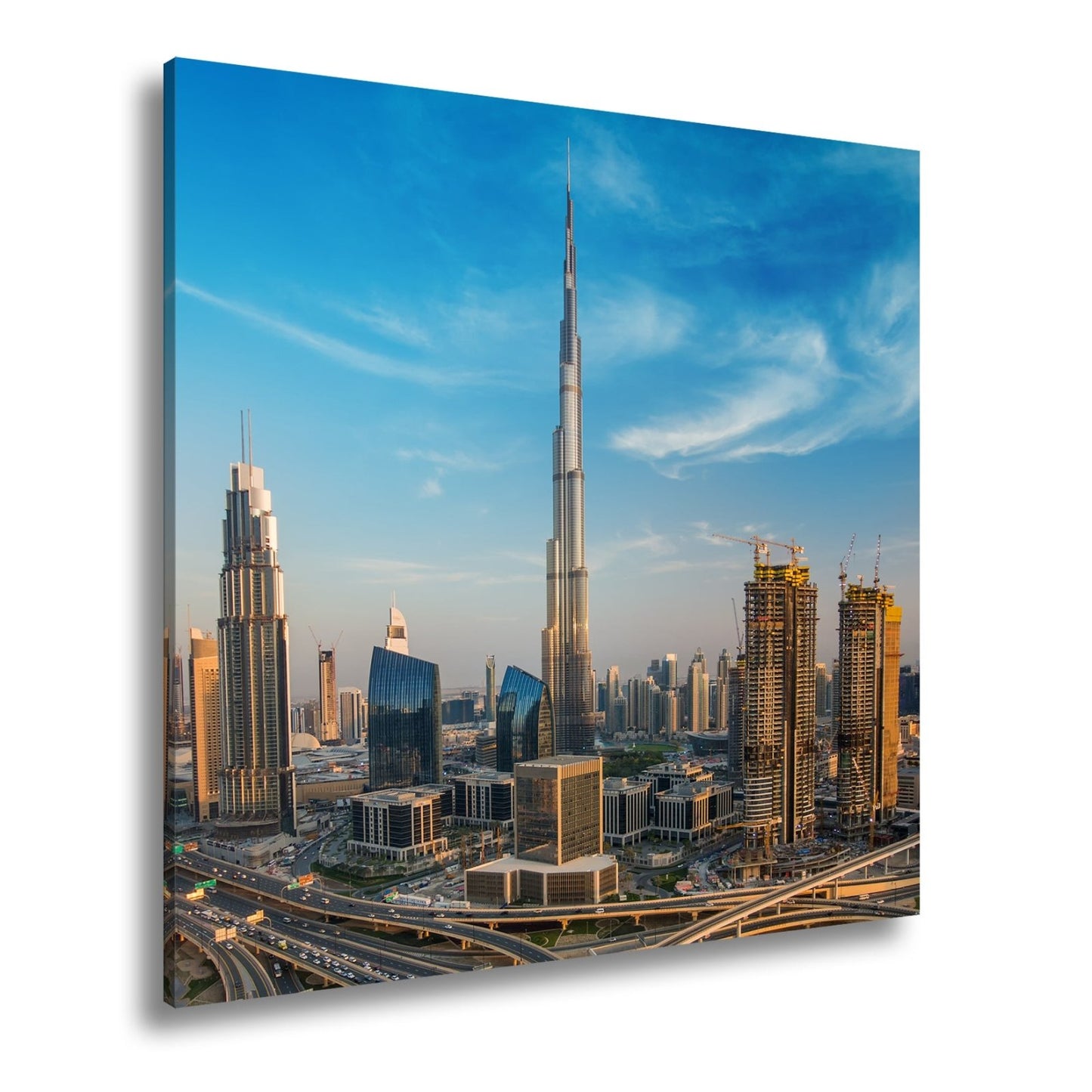 Leinwandbild Dubai XXL – Sonnige Skyline mit Burj Khalifa im Zentrum - deyoli