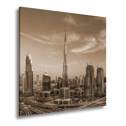 Leinwandbild Dubai XXL – Sonnige Skyline mit Burj Khalifa im Zentrum - deyoli