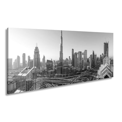 Leinwandbild Dubai XXL – Strahlende Skyline mit majestätischem Burj Khalifa - deyoli