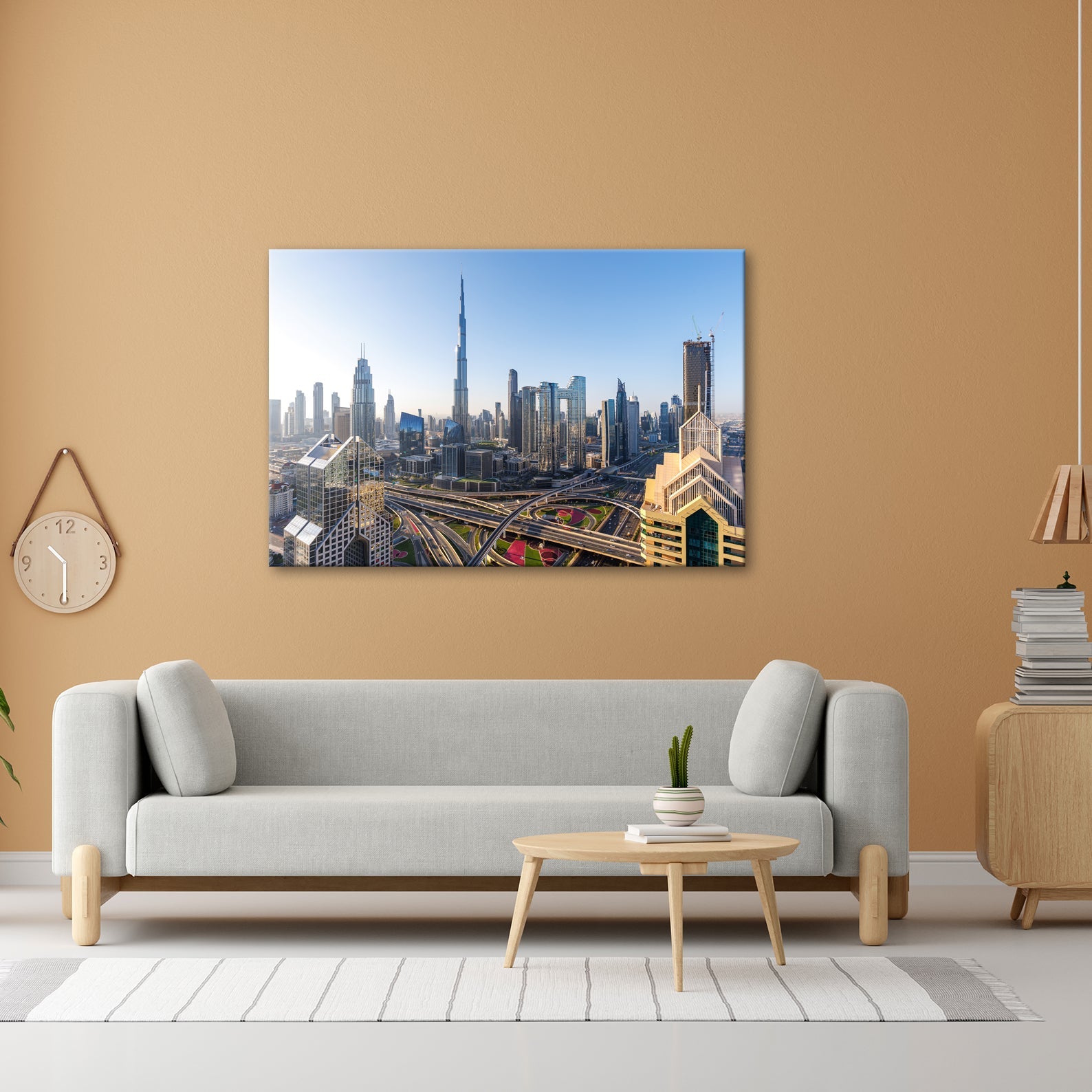 Leinwandbild Dubai XXL – Strahlende Skyline mit majestätischem Burj Khalifa - deyoli
