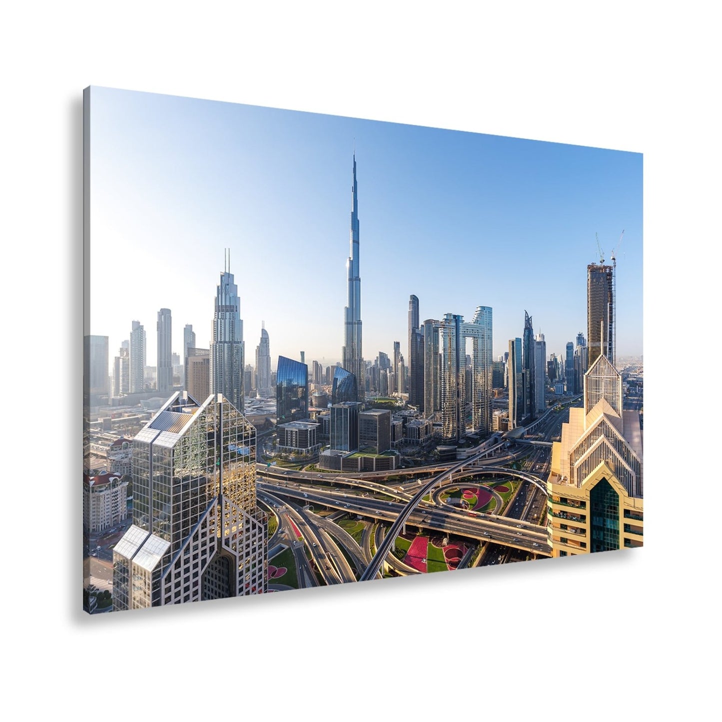 Leinwandbild Dubai XXL – Strahlende Skyline mit majestätischem Burj Khalifa - deyoli
