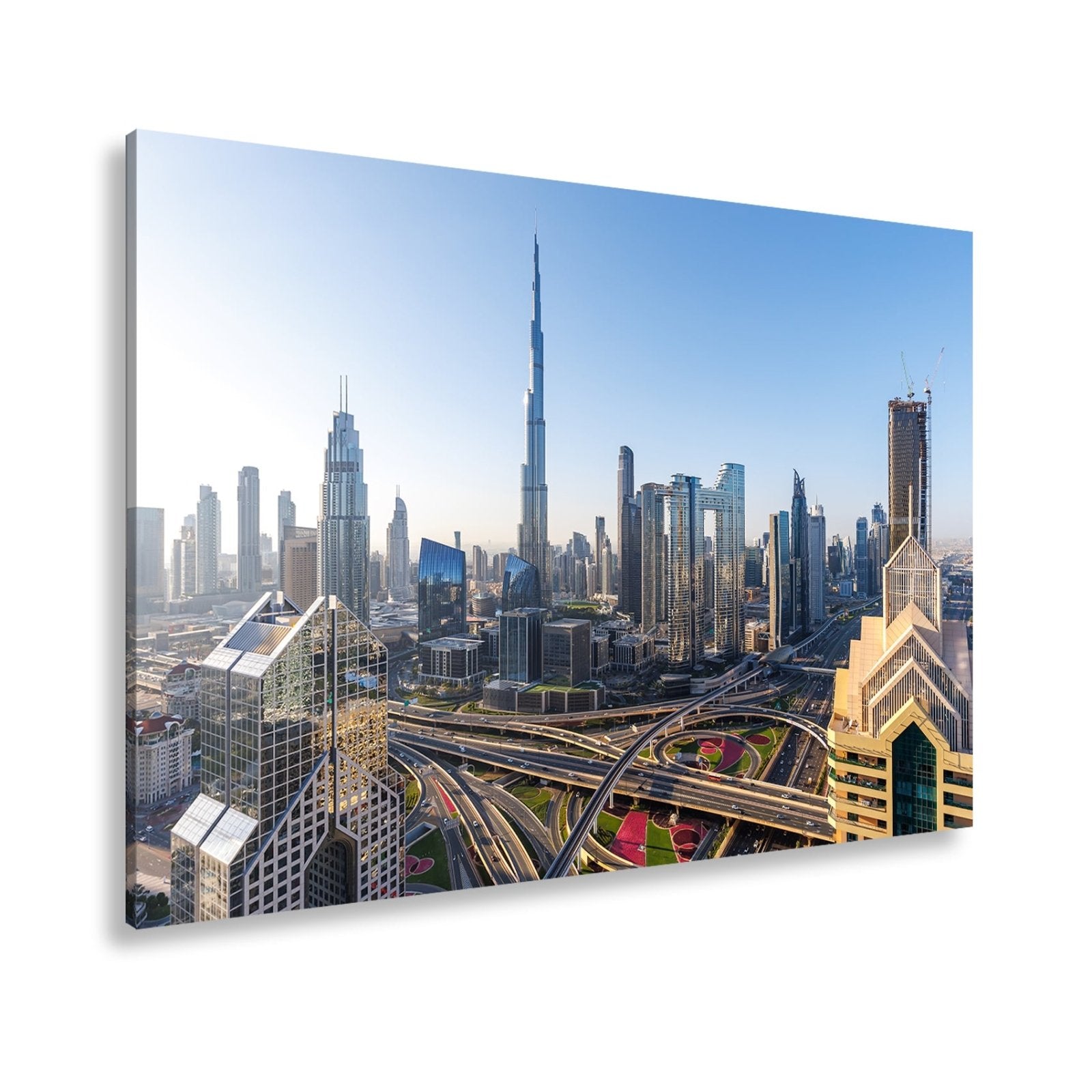 Leinwandbild Dubai XXL – Strahlende Skyline mit majestätischem Burj Khalifa - deyoli
