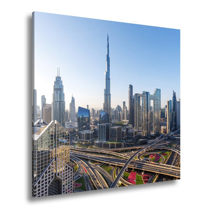 Leinwandbild Dubai XXL – Strahlende Skyline mit majestätischem Burj Khalifa - deyoli