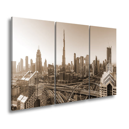 Leinwandbild Dubai XXL – Strahlende Skyline mit majestätischem Burj Khalifa - deyoli