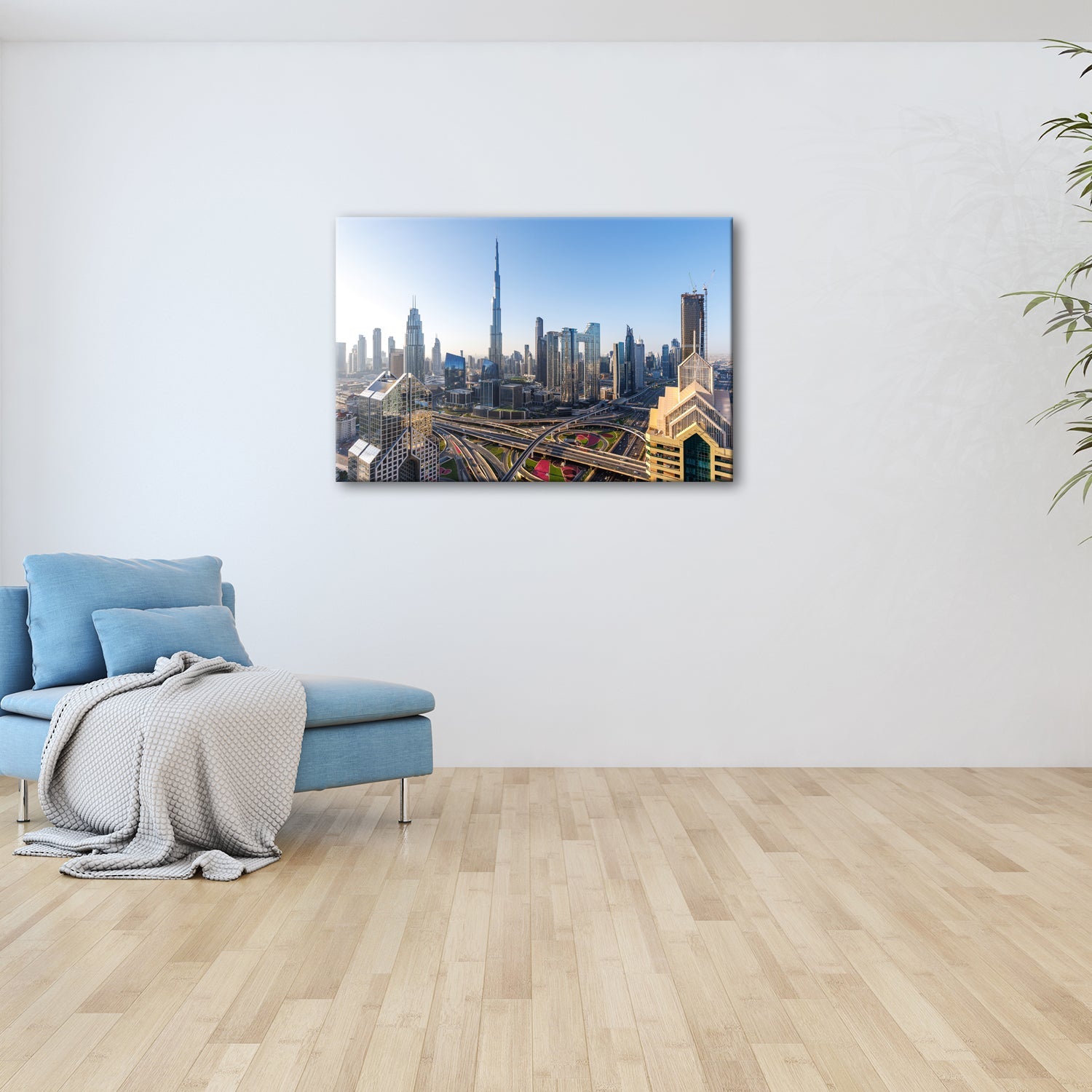 Leinwandbild Dubai XXL – Strahlende Skyline mit majestätischem Burj Khalifa - deyoli