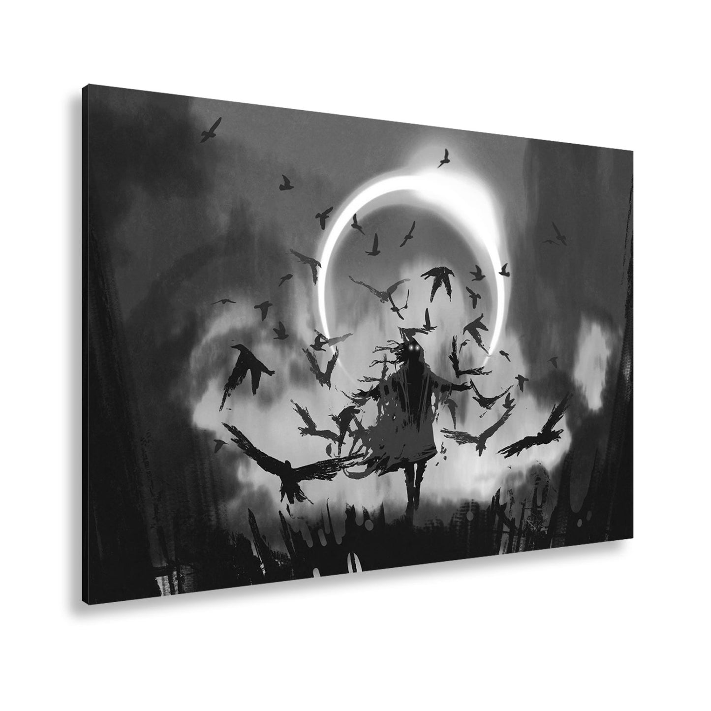 Leinwandbild Düsterer Schatten im blutroten Licht des schwarzen Himmels - deyoli