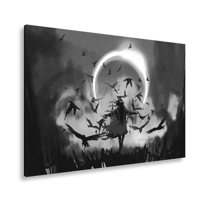 Leinwandbild Düsterer Schatten im blutroten Licht des schwarzen Himmels - deyoli
