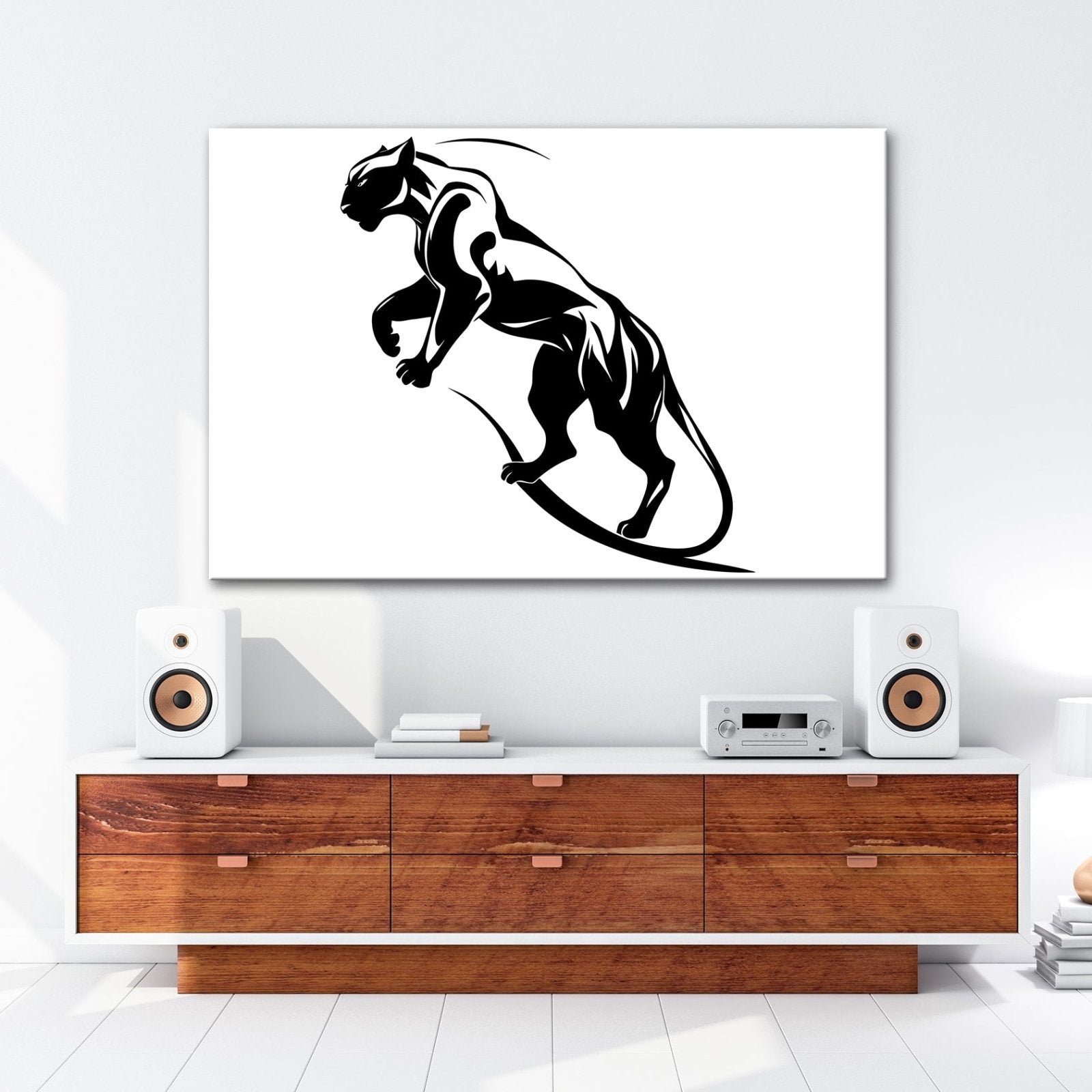 Leinwandbild Dynamische Panther - Silhouette voller Kraft und Bewegung - deyoli