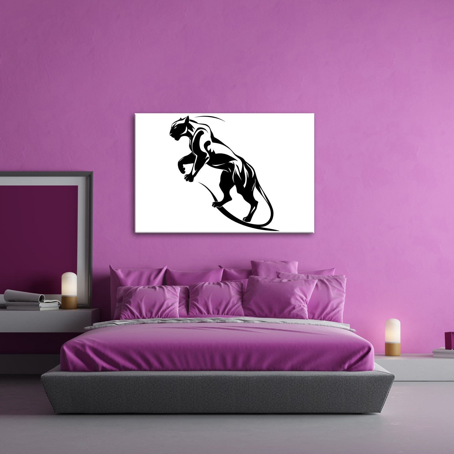 Leinwandbild Dynamische Panther - Silhouette voller Kraft und Bewegung - deyoli