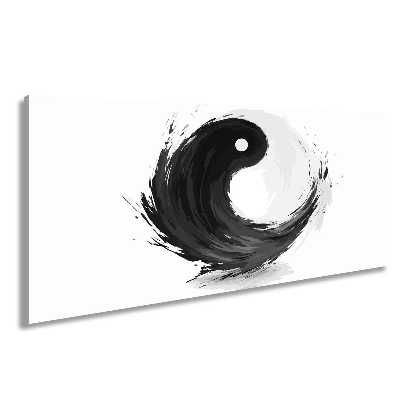Leinwandbild Dynamisches Yin und Yang in kraftvoller schwarzer Pinselbewegung - deyoli