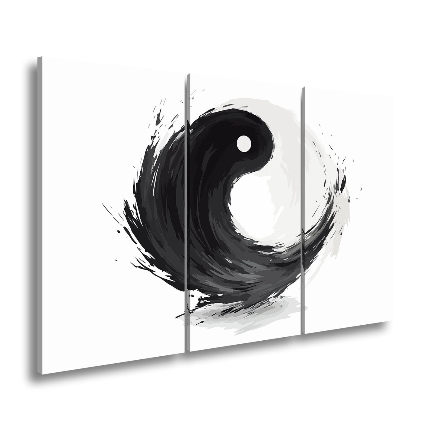 Leinwandbild Dynamisches Yin und Yang in kraftvoller schwarzer Pinselbewegung - deyoli