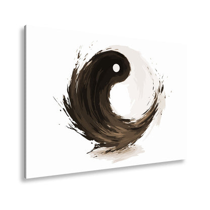 Leinwandbild Dynamisches Yin und Yang in kraftvoller schwarzer Pinselbewegung - deyoli