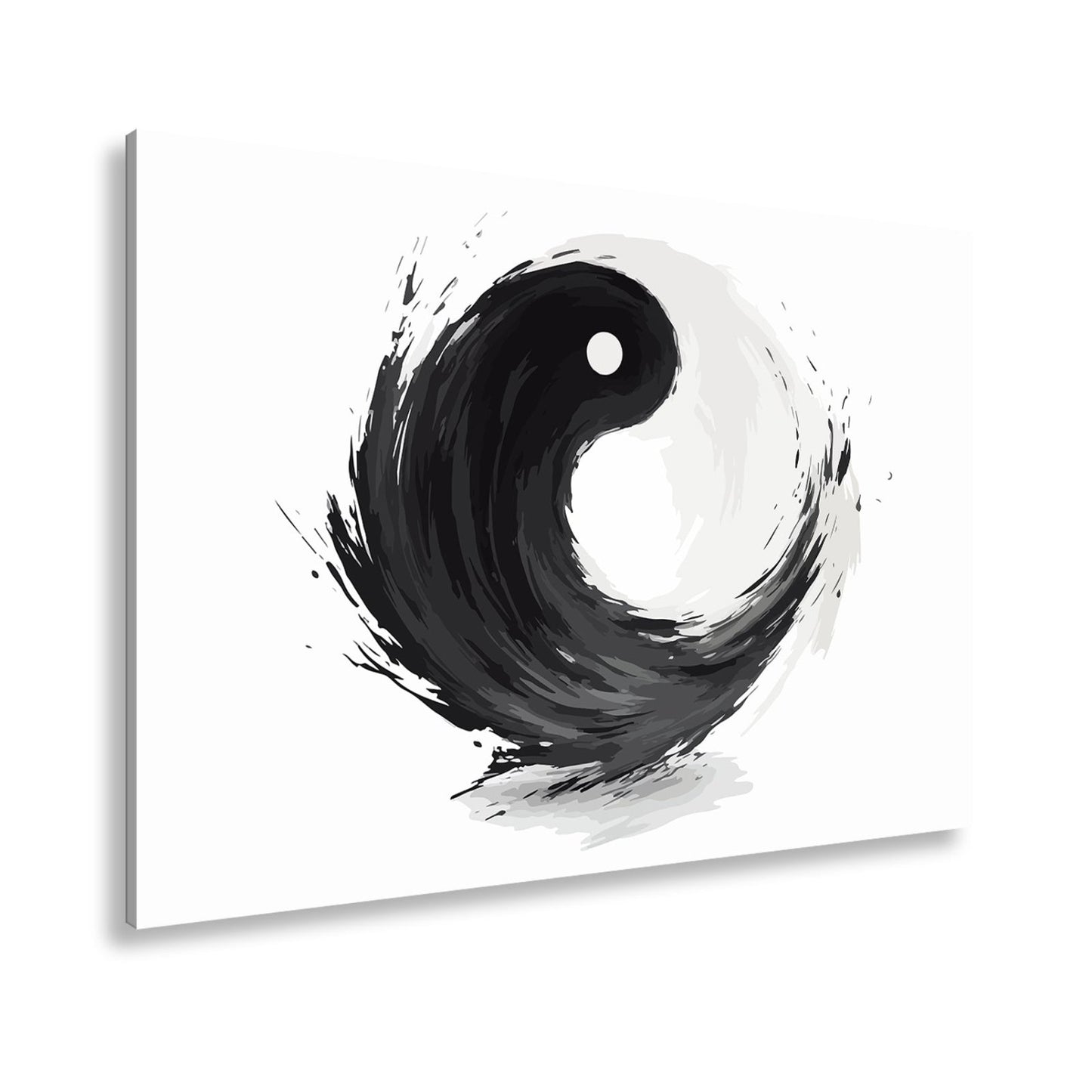Leinwandbild Dynamisches Yin und Yang in kraftvoller schwarzer Pinselbewegung - deyoli