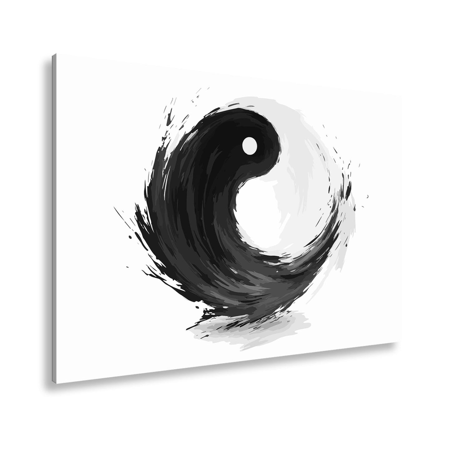 Leinwandbild Dynamisches Yin und Yang in kraftvoller schwarzer Pinselbewegung - deyoli