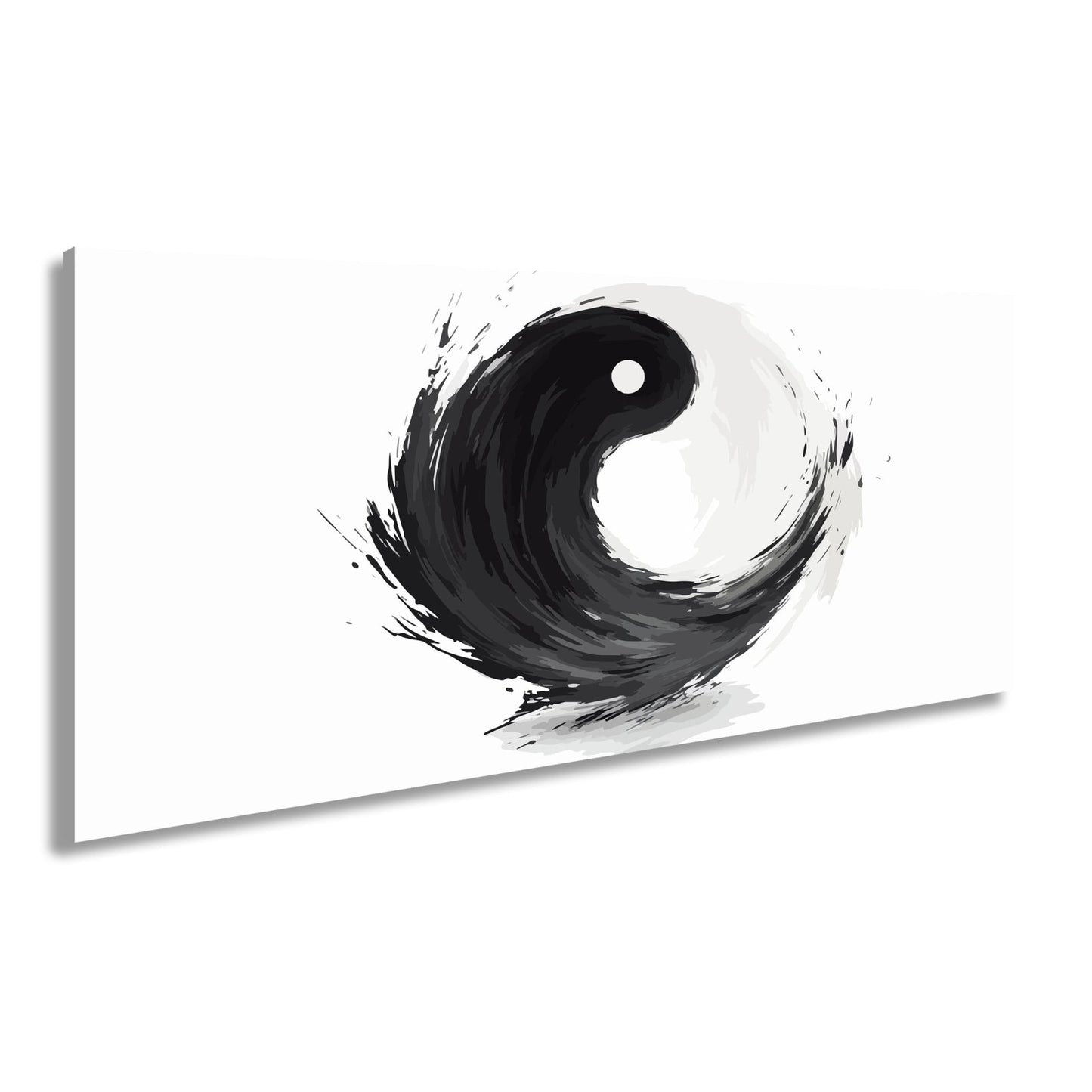 Leinwandbild Dynamisches Yin und Yang in kraftvoller schwarzer Pinselbewegung - deyoli