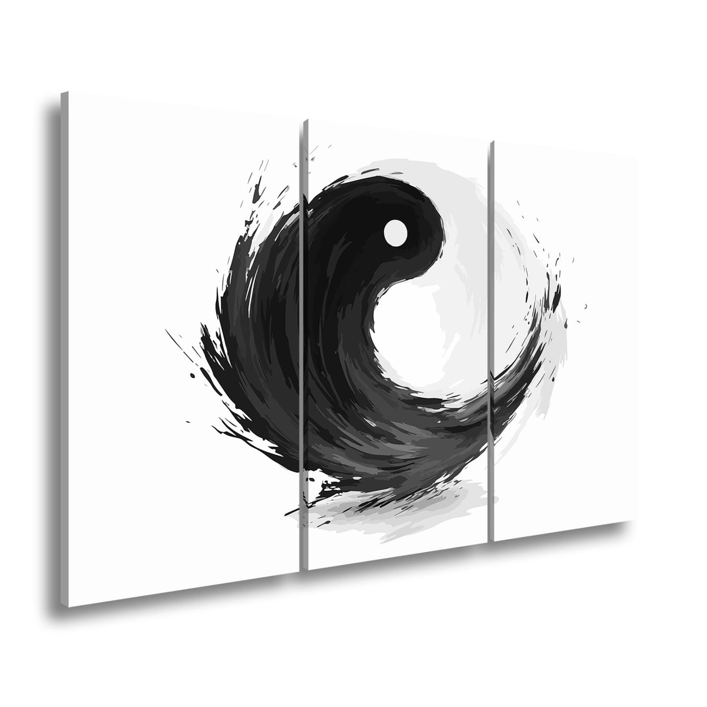 Leinwandbild Dynamisches Yin und Yang in kraftvoller schwarzer Pinselbewegung - deyoli