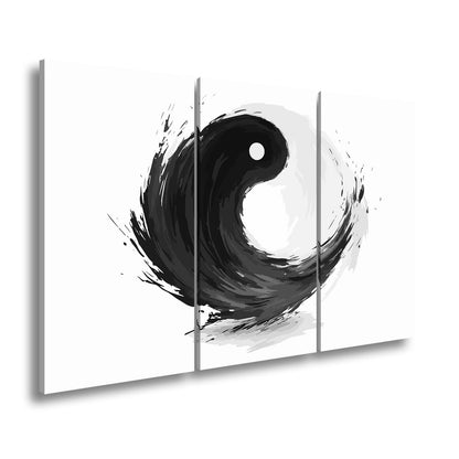 Leinwandbild Dynamisches Yin und Yang in kraftvoller schwarzer Pinselbewegung - deyoli