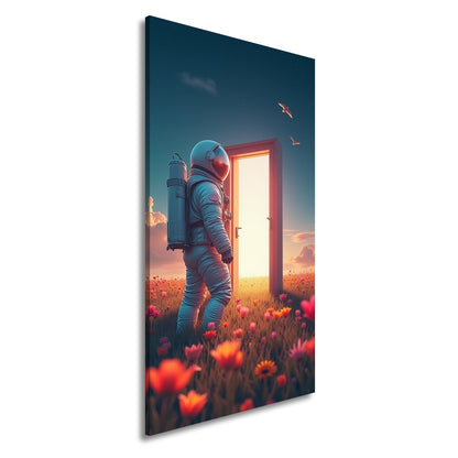 Leinwandbild Ein Astronaut betritt das Licht – Traum trifft Unendlichkeit. - deyoli