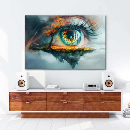 Leinwandbild Ein Auge, das Welten birgt – Vision zwischen Traum und Glut - deyoli