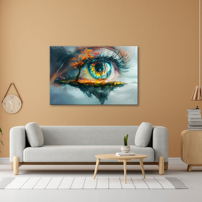 Leinwandbild Ein Auge, das Welten birgt – Vision zwischen Traum und Glut - deyoli