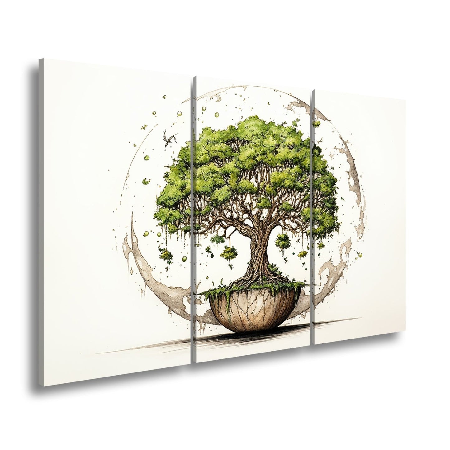 Leinwandbild Ein Baum der Welten schwebt in stiller Balance. - deyoli