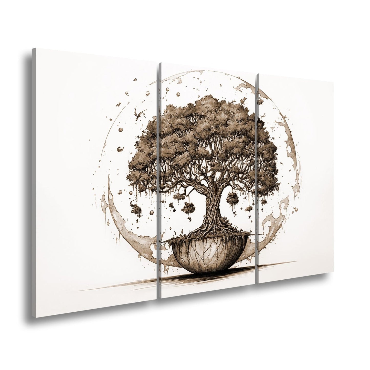 Leinwandbild Ein Baum der Welten schwebt in stiller Balance. - deyoli