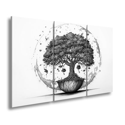 Leinwandbild Ein Baum der Welten schwebt in stiller Balance. - deyoli